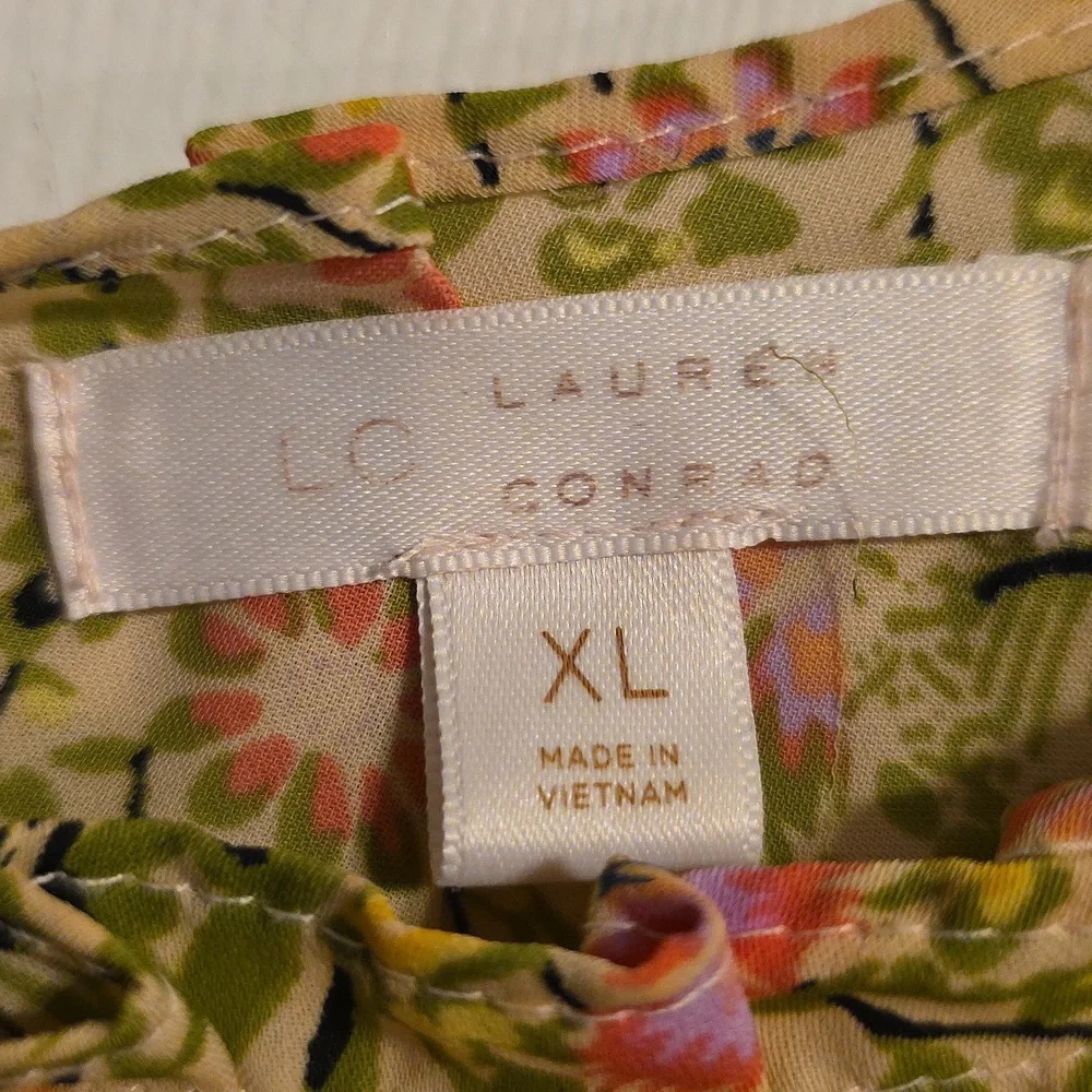 LC Lauren Conrad Floral Top with Green and Pink Accents - Picture 2 of 10